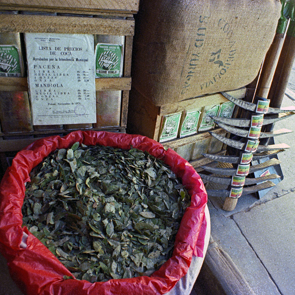 Magasin pour mineurs avec de la coca et des pioches, Potosi, Bolivie