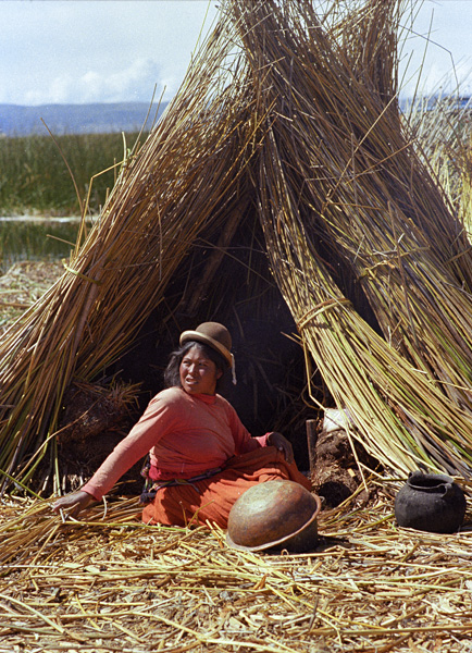 Indienne Uros, lac Titicaca, Pérou, 1969