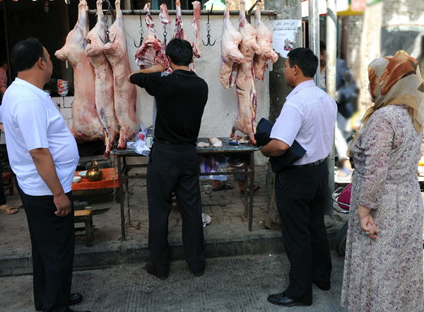 Boucher oughour, Kashgar, Xinjiang, Chine