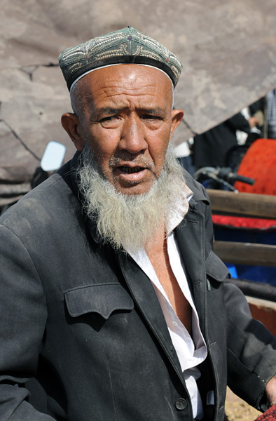 Vendeur de moutons, march des animaux, Kashgar, Xinjiang, Chine