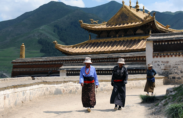 Plerins, monastre de Labrang, Gansu, Chine