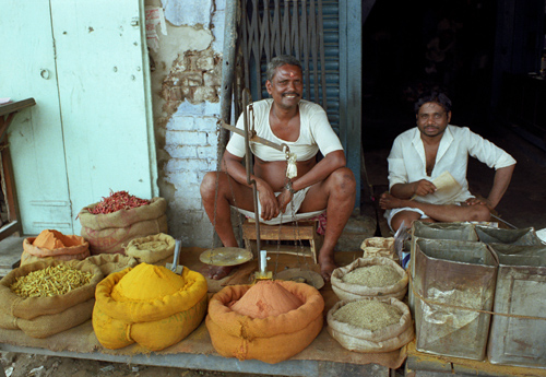 Marchands d'pices, Calcutta, Inde