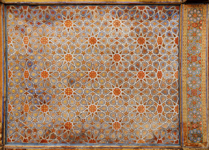 Motifs gomtriques du plafond, palais Chehel Sotoun, Ispahan, Iran