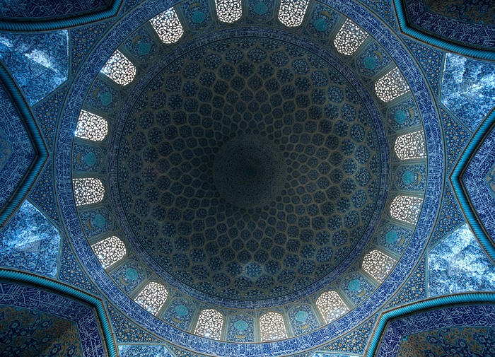 Intrieur du dme, mosque du Sheikh Lutfallah, Ispahan, Iran