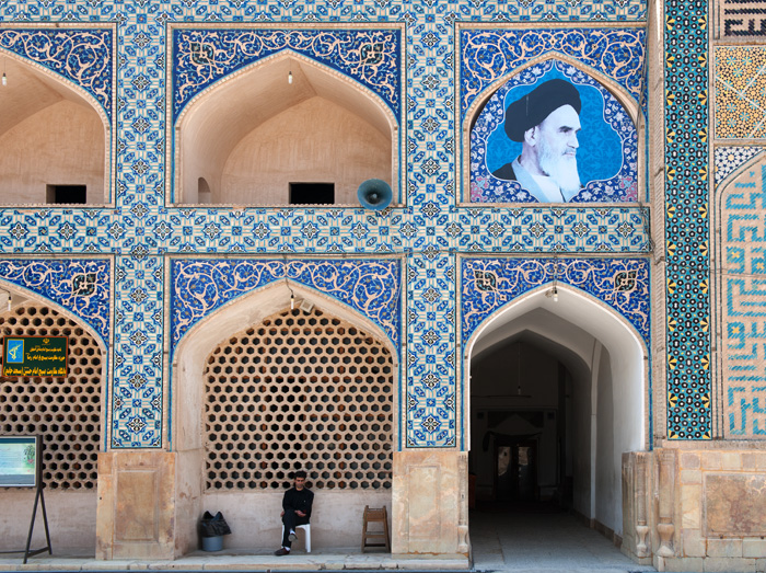 Portrait, Ayatollah Khomeyni, mosquée Mashed-e Jameh, Ispahan, Iran