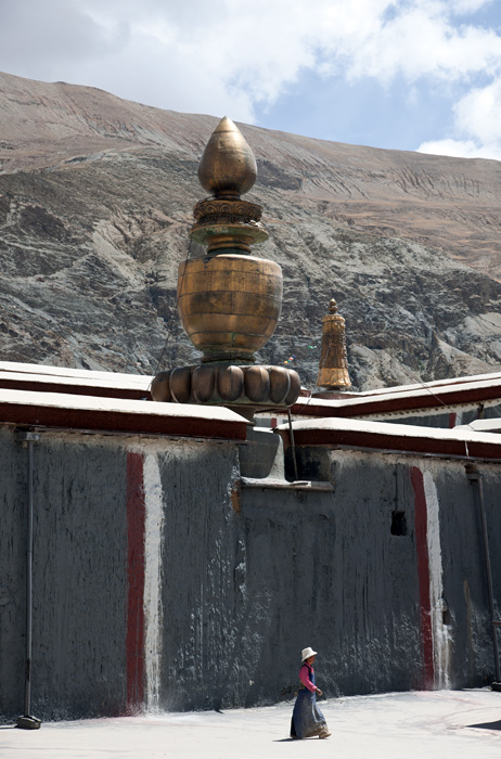 Le premier étage du monastère de Sakya, Tibet, Chine