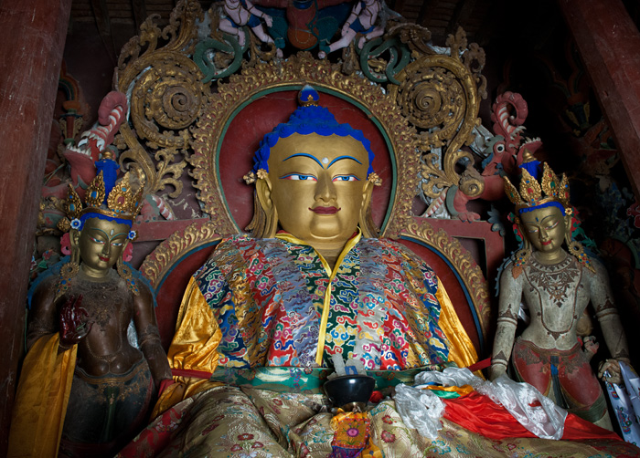 Bouddha, intérieur du Kumbum, monastère Pelkor Choide, Gyantse, Tibet, Chine