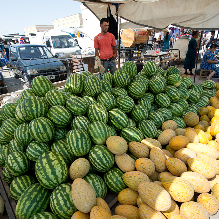 Vendeur de pastèques et melons, Khiva, Ouzbékistan