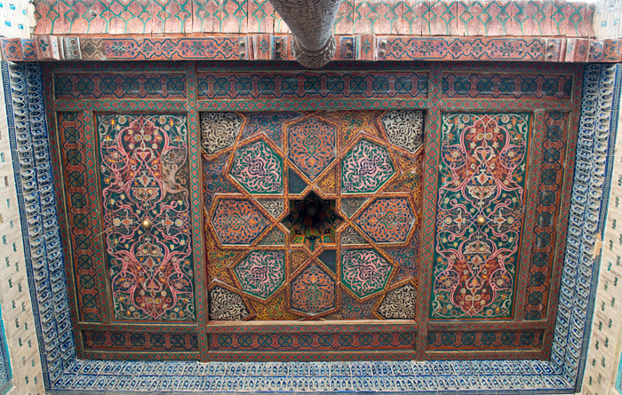 Plafond, Palais Tosh Hovli, Itchan Kala, Khiva, Ouzbékistan,