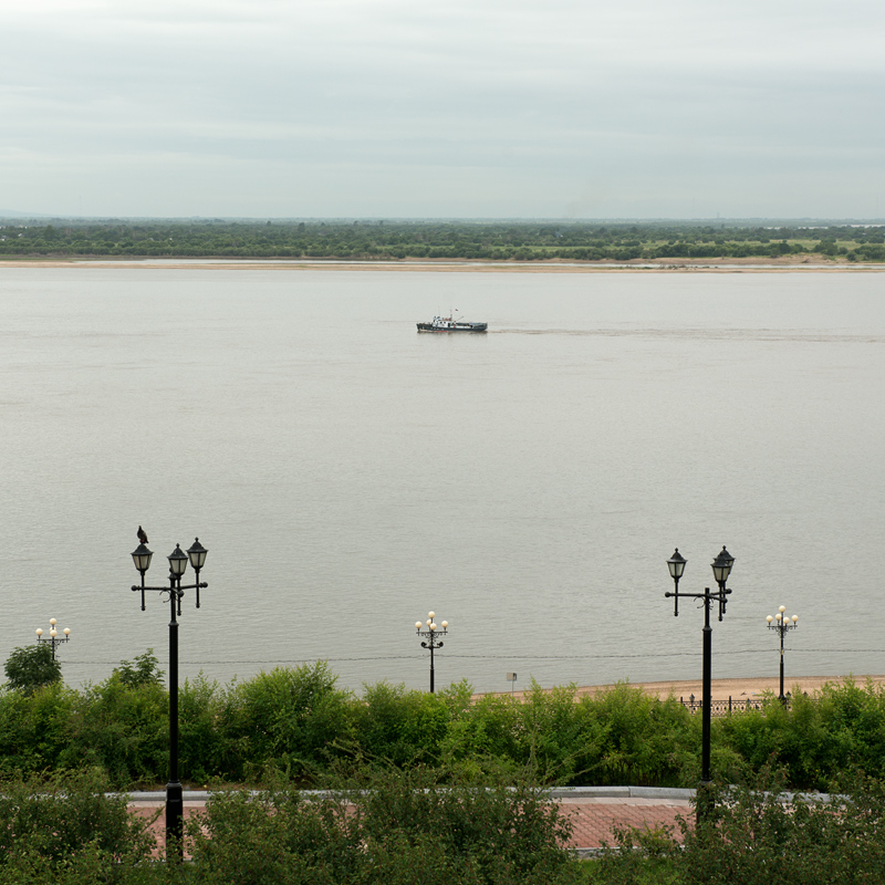 Bateau des gardes-ctes, fleuve Amour, Khabarovsk, kra de Khabarovsk, Russie