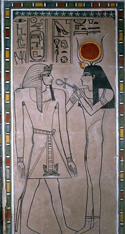 Fresque peinte, tombeau de Aménophis II, vallée des Rois, Louxor, Egypte