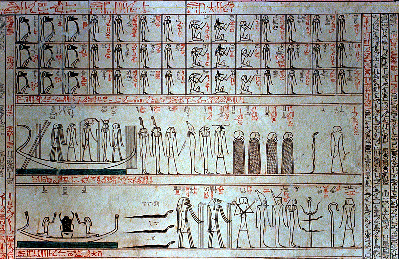 Fresques peintes, tombeau de Toutmôsis III, vallée des Rois, Louxor, Egypte