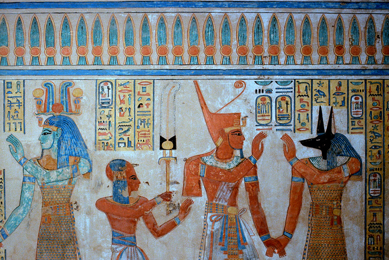 Fresque peinte, tombe de Amon-Her-Khepechef, valle des Reines, Louxor, Egypte