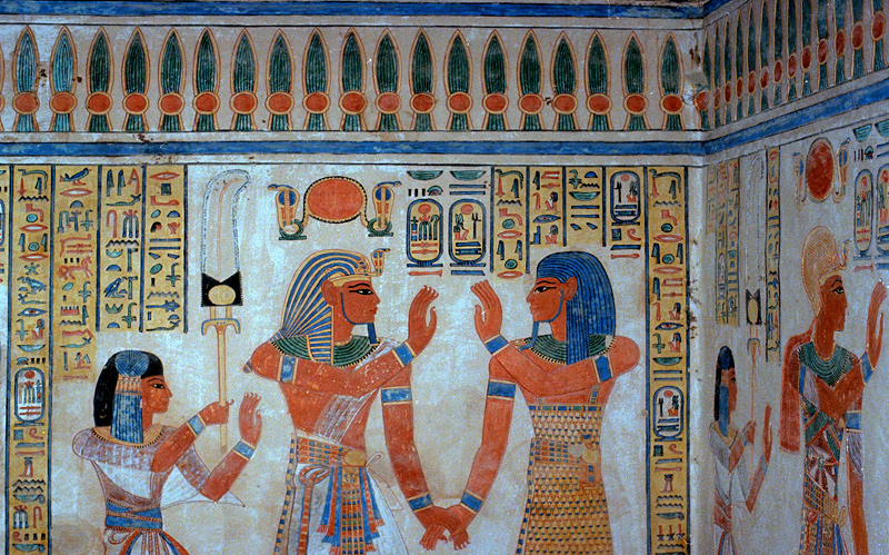 Fresque peinte, tombe de Amon-Her-Khepechef, valle des Reines, Louxor, Egypte
