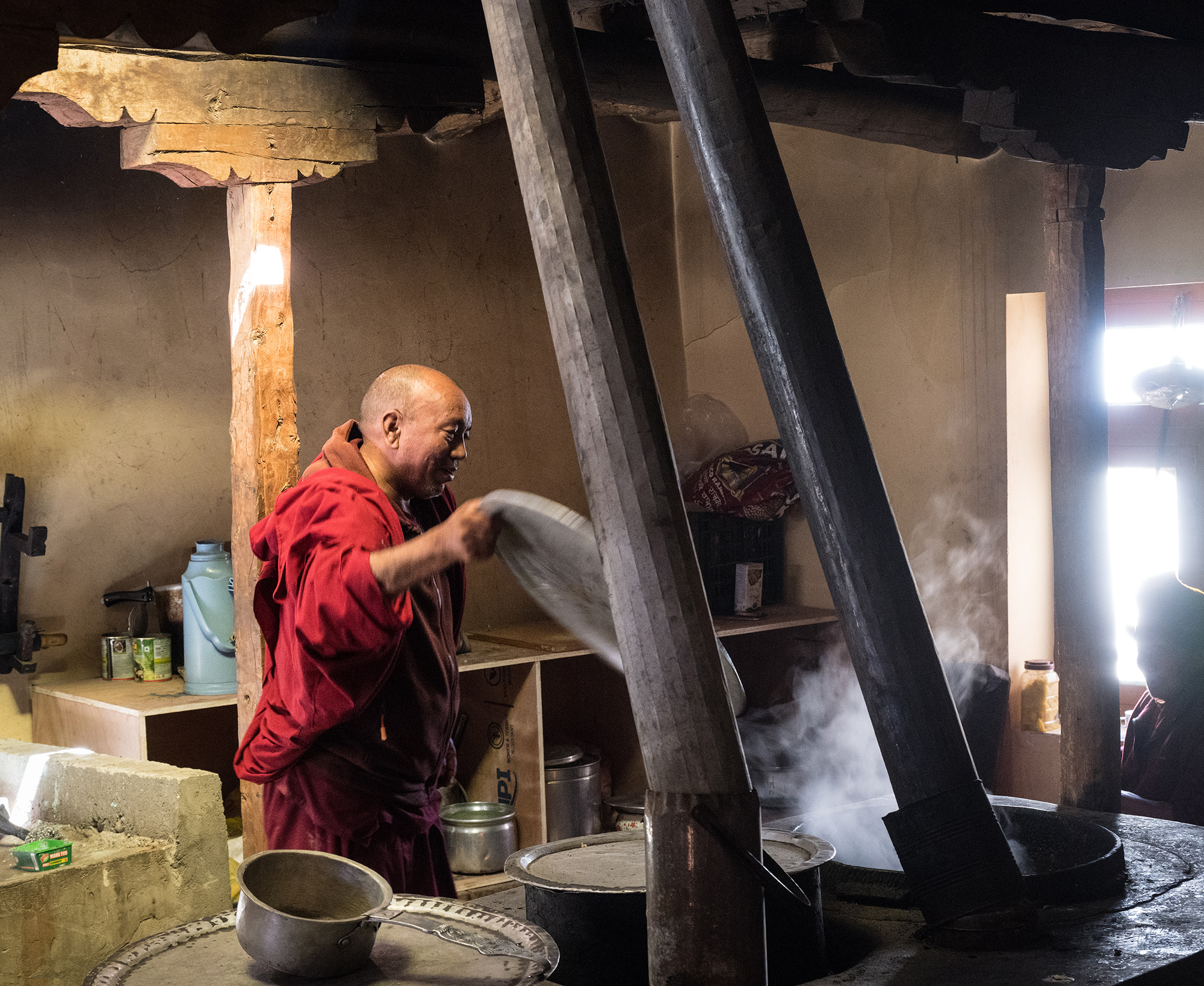 Les cuisines du monastère Stongdey, vallée du Zanskar