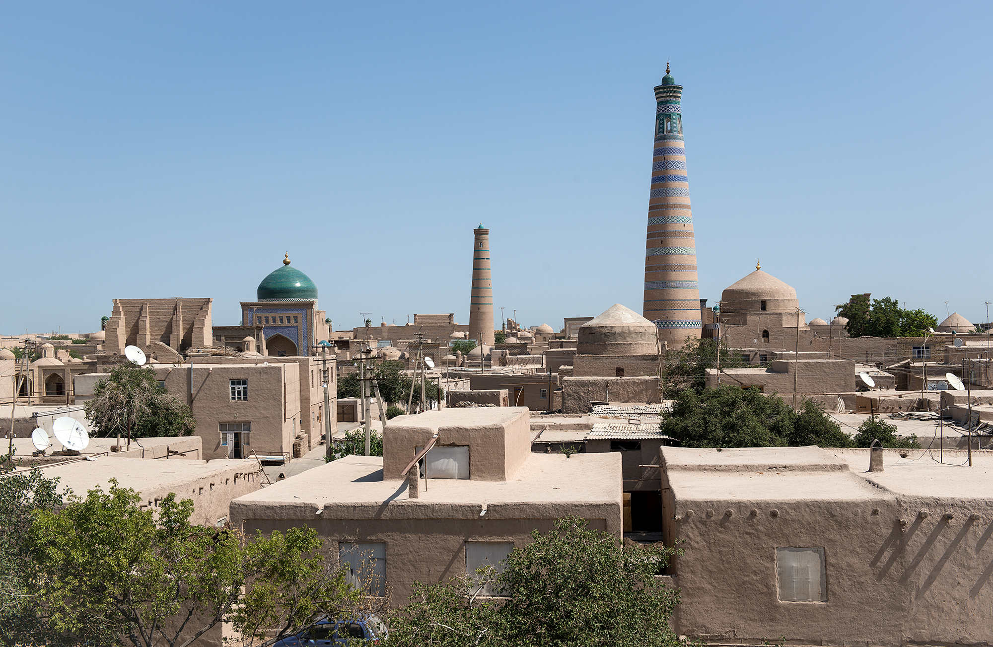 Vue d'Itchan Kala depuis les murs Sud. Itchan Kala, Khiva.