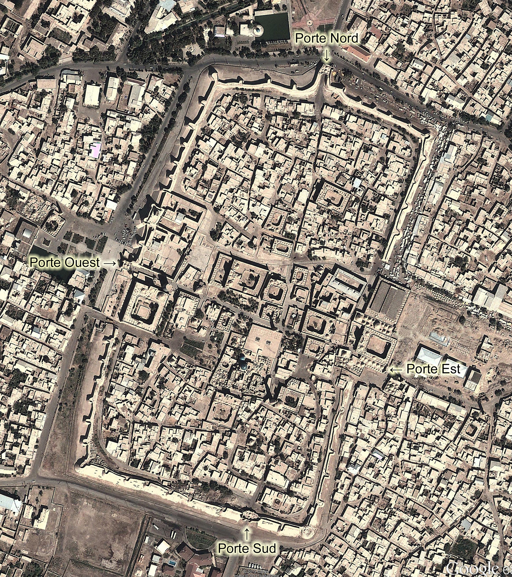 Image satellite de la forteresse d'Itchan Kala, Khiva