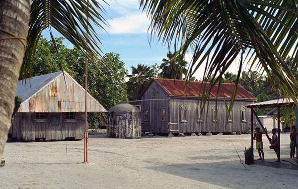 La place centrale du village, atoll de Palmerston