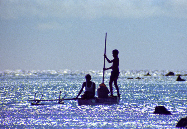Pêche dans le lagon, Aitutaki, îles Cook