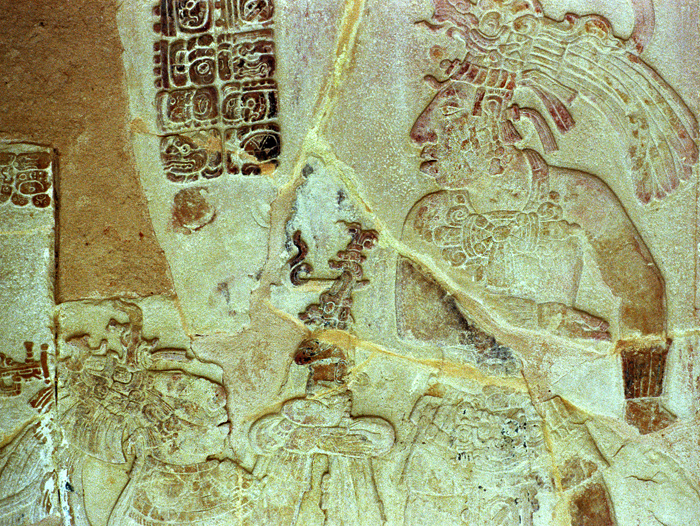 Bas-relief, structure XIV, Palenque, Chiapas, Mexique