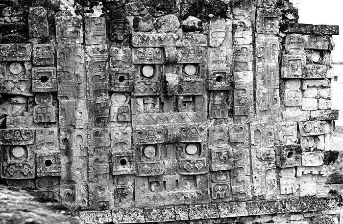 Masque du dieu de la pluie Chaac, grande pyramide, Uxmal, Yucatn, Mexique